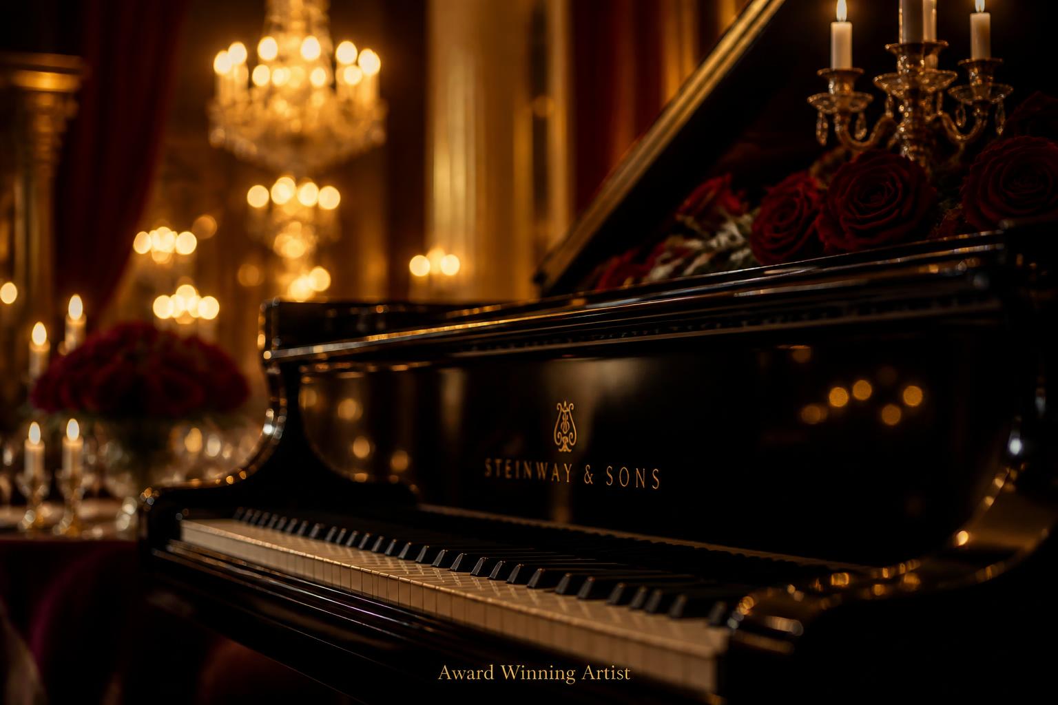DeSean Kirkland award winning artist — Steinway grand piano in candlelight