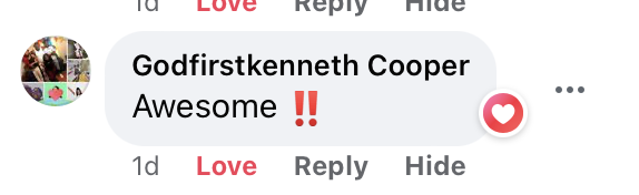 Guest testimonial from Facebook