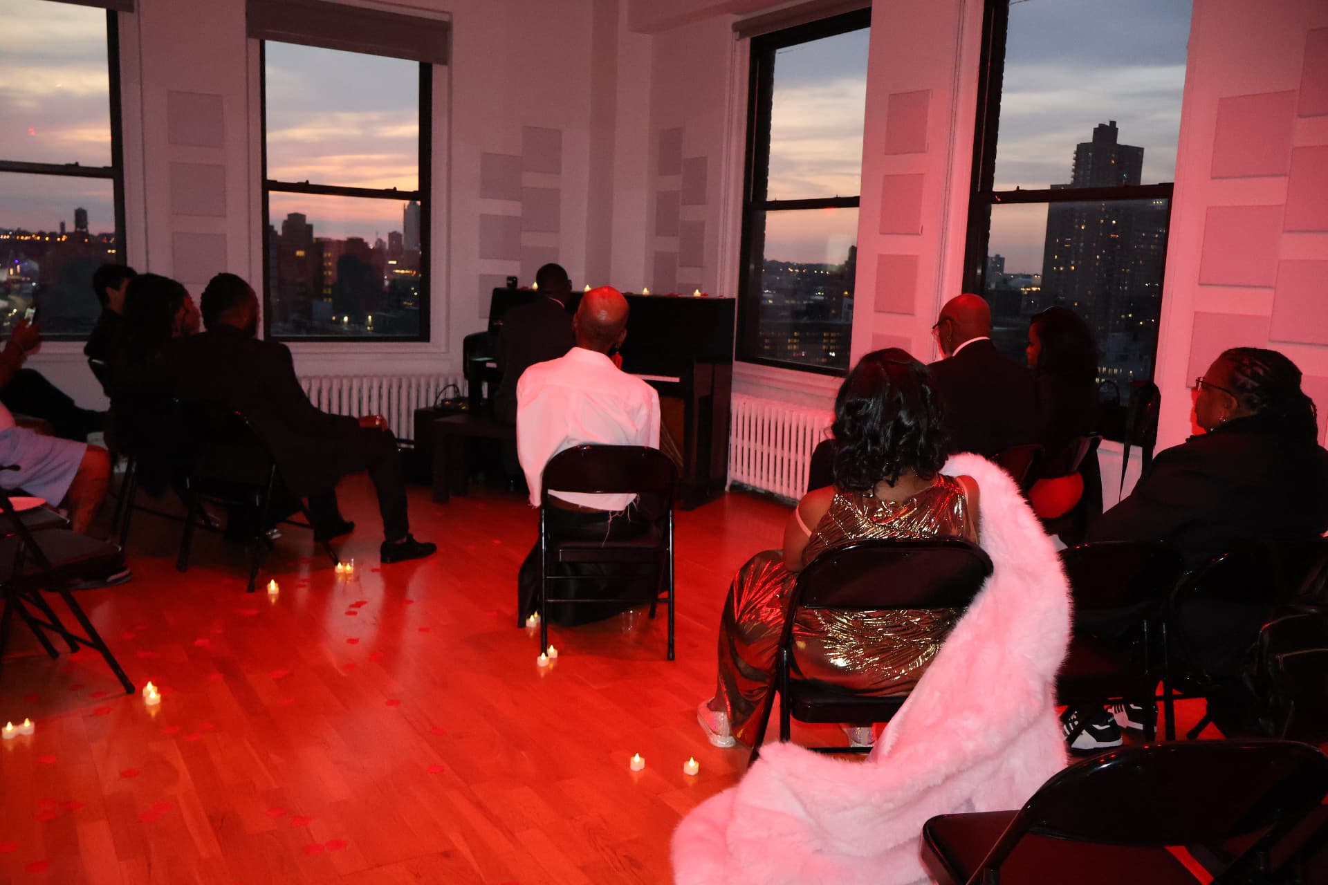 New York — Candlelit loft, city at dusk, DeSean Kirkland live in concert