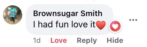 Guest testimonial from Facebook